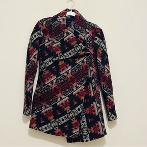 Quinn Women's Red Black Grey Aztec Design Coat Size Small